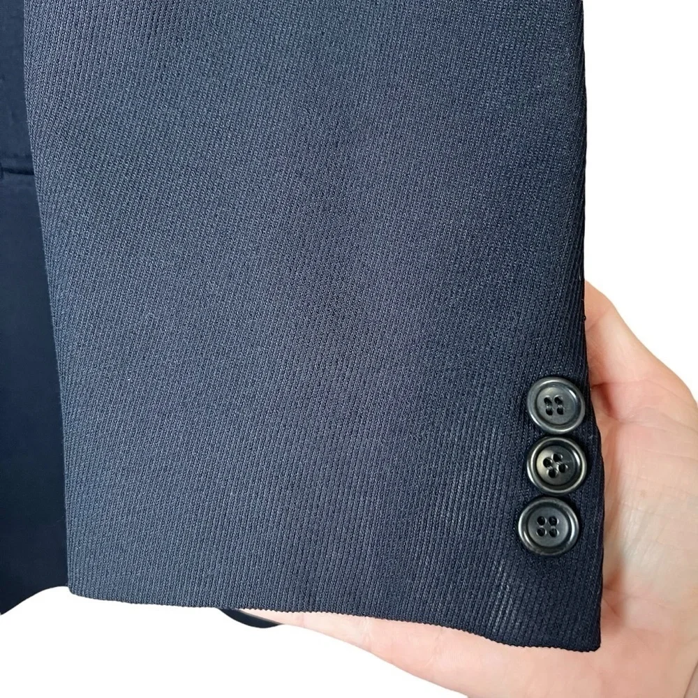 ARMANI COLLEZIONI Navy Blue Blazer Textured Suit Jacket 42R Wool Italy Made Coat